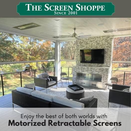 motorized retractable screens for porch or deck Cincinnati, patio motorized screen near me,